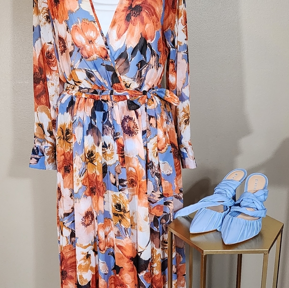 Kate & Kelly Orange Flora Maxi dress: size 8. - Picture 2 of 5